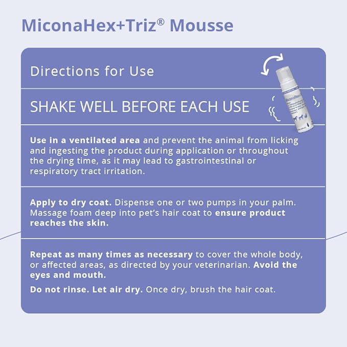 MiconaHex+Triz Mousse for Dogs, Cats and Horses, 7.1 oz