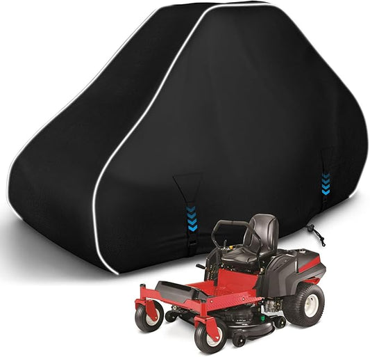 Lawn Mower Cover, 600D Waterproof Zero Turn Mower Cover, Outdoor Universal Zero Lawnmower Cover with Reflective Strip (79×46×55 Inch/Black)