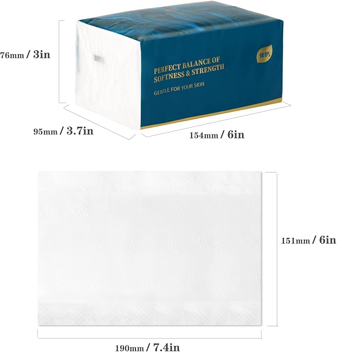 Small Soft Facial Tissue, Bag Cover, NOT In Box, Disposable Facial Napkin, Material Wood Pulp Fiber NOT COTTON, White Facial Paper Tissue, 4-Ply, 4 Packs, 480 Sheets per Pack