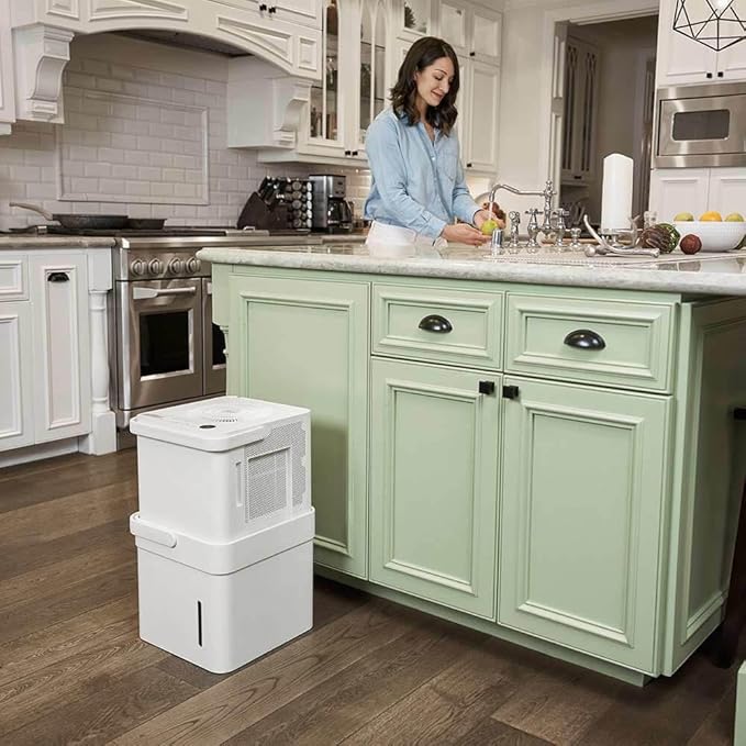 Midea Cube 50 Pint Dehumidifier for Basement and Rooms at Home for up to 4,500 Sq. Ft., Smart Control, Compatible with Alexa (White), Drain Hose Included, ENERGY STAR Most Efficient 2023