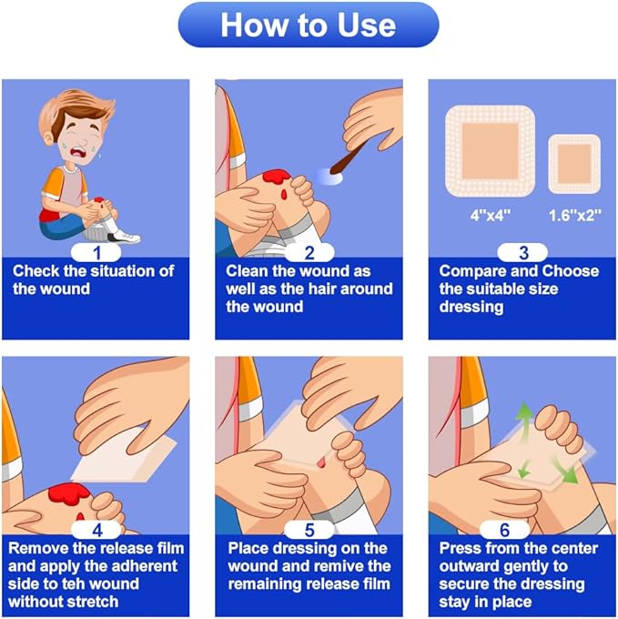 10 Count Silicone Foam Dressing 1.6" x 2", Wound Dressing for Minor Surgical Incisions, Abrasions, Absorbent Silicone Bandages for Sensitive Skin, Small Bed Sore Bandages