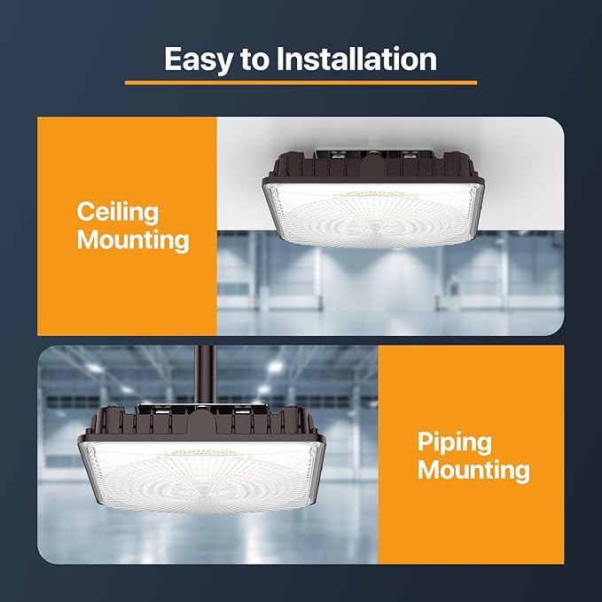60W LED Canopy Lights Selectable Wattage 60/45/30W 3CCT 3000/4000/5000K, IP65 ETL Listed Commercial Canopy Lights for Gas Station Warehouse Garage