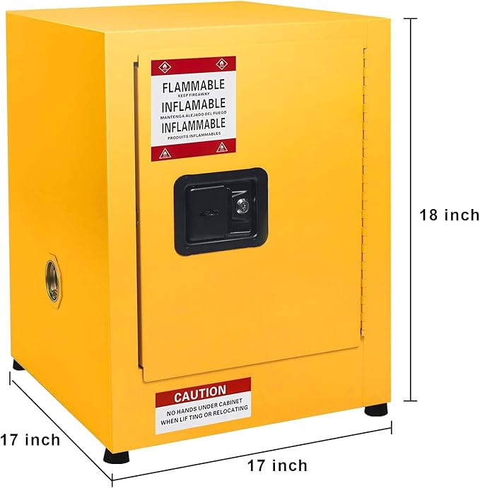 Flammable Cabinet 17" x 17" x 18", Galvanized Steel Safety Cabinet, Adjustable Shelf Flammable Storage Cabinet, for Commercial Industrial and Home Use