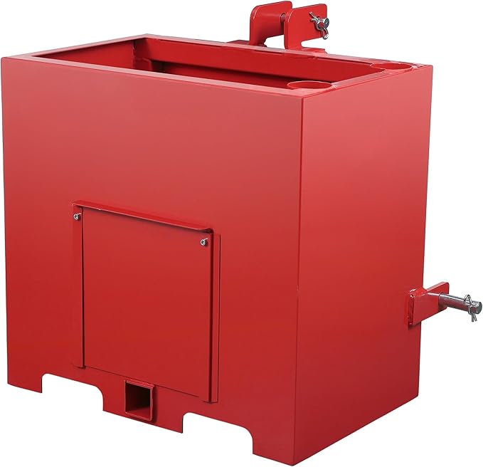 GAOMON 3 Point Ballast Box, 800lbs Capacity, Standard 2 inch Hitch Receiver, with 5cu.ft Volume, Heavy Duty Steel, Fits Category 1 Tractor Attachment, Red