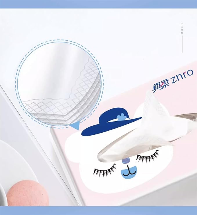 1200 Pulls ZNRO Powder Free Lint Free Paper Facial Tissues Super Soft 4-Ply 6.1"x6.9",Hypoallergenic Skin Friendly,Made of Virgin Wood Pulp,4-Side Art Pattern Embossed,Compact Pink Plastic Packaging