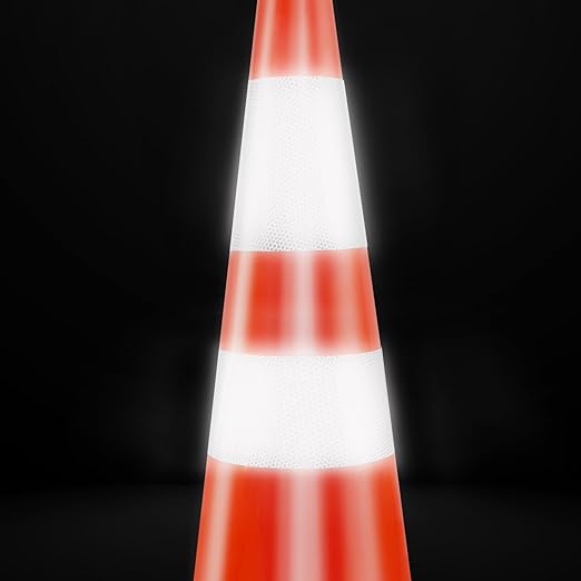 RELIANCER 4PCS 36" Traffic Cones PVC Safety Road Parking Cones with Black Weighted Base w/6"&4" Reflective Collars Fluorescent Orange Hazard Cones Construction Cones for Traffic or Home Improvement