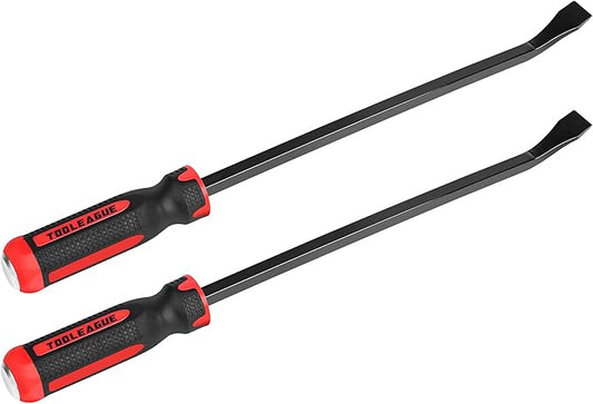 TOOLEAGUE Utility 2Pcs Pry Bar Set,18-Inch Mechanic Hand Tools with Thicker Strike Cap Handle, Heavy Duty Pry Bar Tools for Automotive,Home&Garage DIY Job