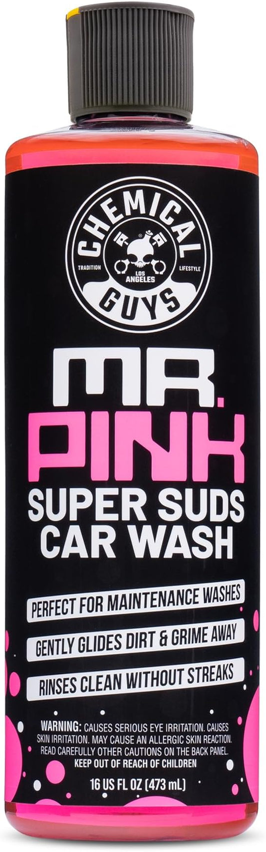 Chemical Guys Mr. Pink Foaming Car Wash Soap, High-Suds pH-Balanced Car Shampoo, Safe for Wax & Sealants, Works with Foam Cannons & Bucket Wash, Safe on All Paint Finishes, 16 oz, Candy Scent