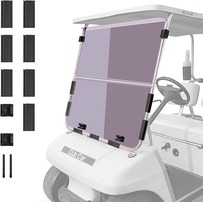 Club Car DS OLD Flip Flop Compact Golf Cart Windshield, Tinted Color, 3/16" Thickness, Fits Club Car DS 1982-2000.5