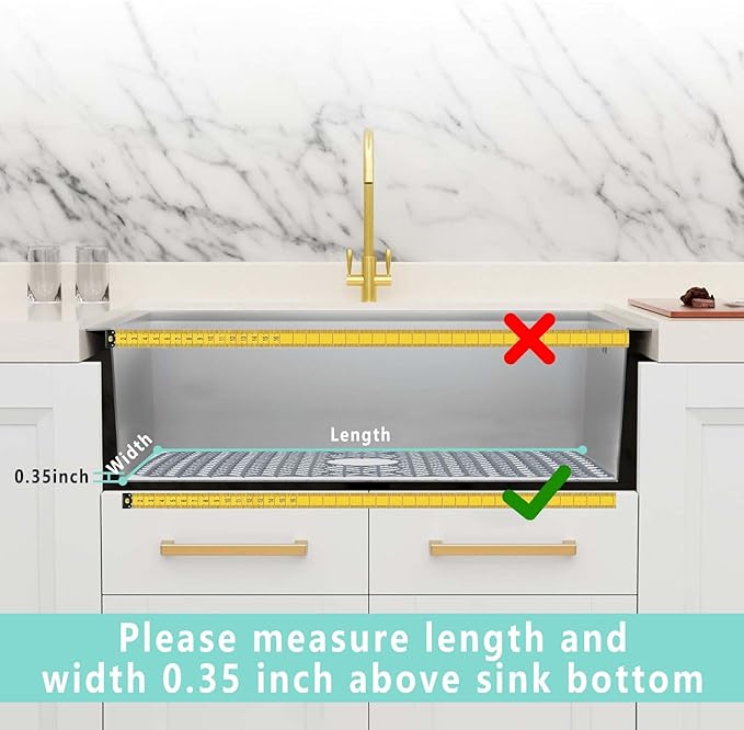AWOKE Sink Protectors for Kitchen Sink - 26"x 14" Sink Mat - Heat-resistant Easy-clean Silicone Sink Mat - for Protection of Stainless Steel Sink - with Center Drain (Grey),Kitchen Sink Accessories