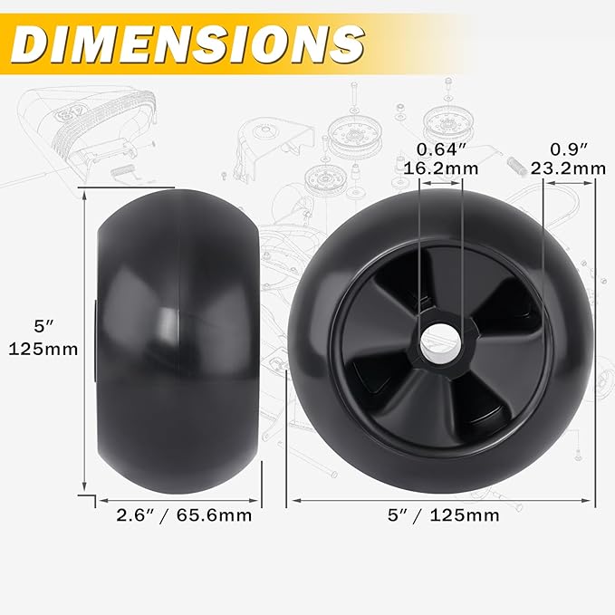 Lawn Mower Deck Wheels 6 Pack 5" Anti Scalp Deck Wheels Kit Replace for John Deere AM116299 AM125172 AM133602 M111489 Replace for MTD 734-04039 753-04856 734-3058