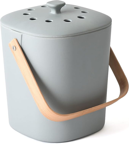 Bamboozle Countertop Compost Bin Kitchen | 1 Gallon | Odorless Composting Bin with Filters | Indoor Compost Bin with Lid | Plant Based Kitchen Composter for Food Scraps & Waste Recycling