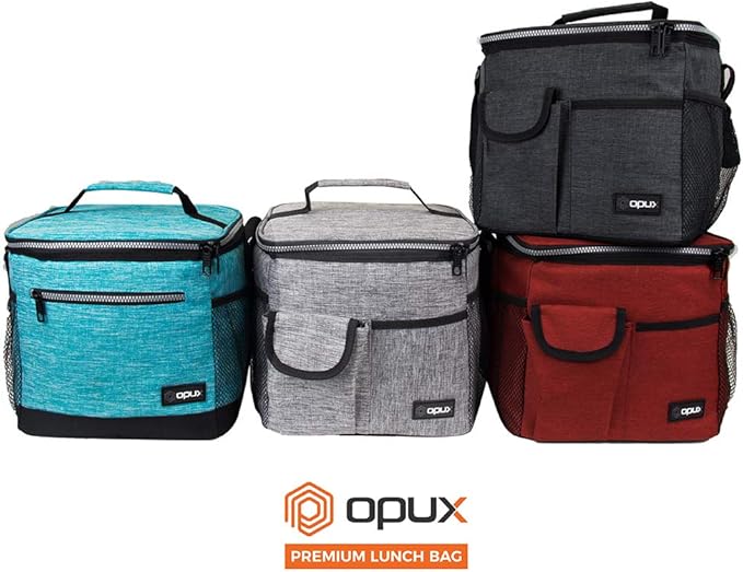 opux Insulated Lunch Bag for Men Women, Leakproof Sea Blue Lunch Box for Work, Portable Soft Lunch Cooler Bag with Shoulder Strap, Adult Lunchbox Lunch Pail for Kid Boy Girl School, 18 Can/10L