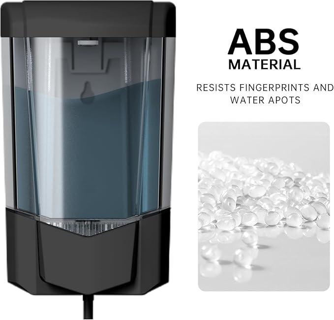 Hand Liquid Soap Dispenser Wall Mount 20floz（600ml）, Ideal for Commercial Bathrooms Restaurants Hotels, Use with Liquid Hand Soap Shampoo, ABS Black