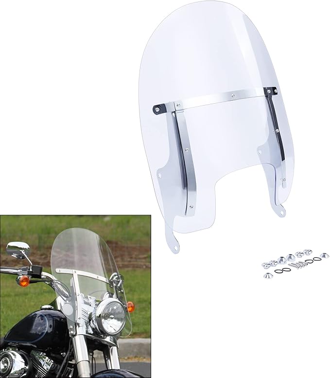 TCMT Clear 19" Front Windshield Windscreen w/Chrome Bracket Kit Fit For Harley 2018-2025 Softail Fat Boy