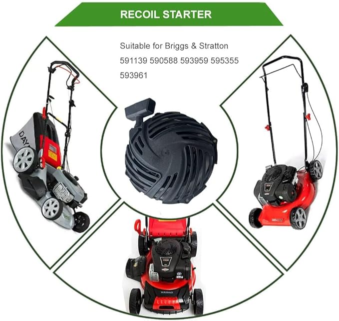 591139 Recoil Starter for Briggs and Stratton 450E 500E 550E 575E 140cc 09P702 Engine Parts 590588 593959 595355 593961 Lawn Mover Pull Start Assembly