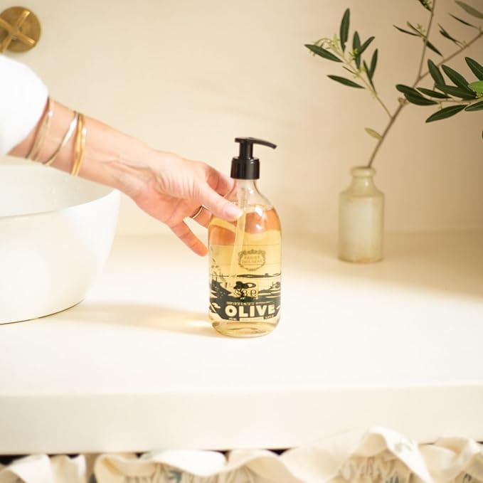 Panier des Sens - Liquid Hand Soap Limited Edition - French Hand Wash with Olive Oil - Marseille Moisturizing Liquid Soap - Refillable Kitchen & Bathroom Soap - 98% Natural - Glass Bottle 16.9 Floz