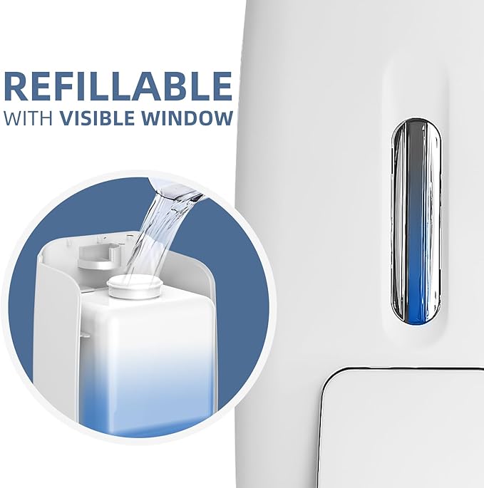 Soap Dispenser Wall Mount 28oz Commercial Hand Soap Dispenser for Bathroom Liquid Gel Hand Sanitizer Dispenser No Drilling White