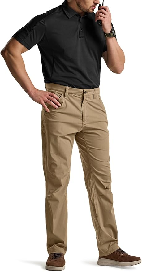 CQR Men's Vent Stretch Pants, Quick Dry Lightweight Casual Cargo Pants, Water Resistant Straight-Fit Utility Work Pants