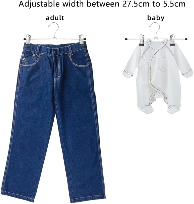 NORTHERN BROTHERS Pants Hangers - 50Pack Skirt Hangers with Clips Skirt Hangers for Women Space Saving for Trouser Shorts Coat Jeans Adjustable Men Kids Clothes