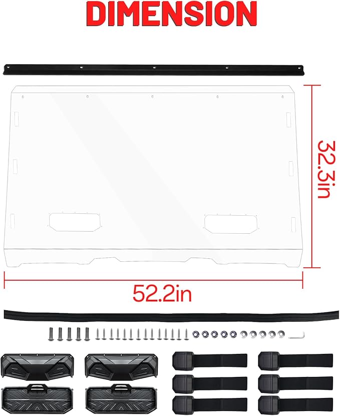StarknightMT Ranger 800 570 Vented Windshield, Scratch-Resistant Front Windshield Compatible with Polaris 2010-2014 Ranger XP 800/Crew, 2010-2016 Ranger 800 6x6, 2016-2025 Ranger Full Size 570