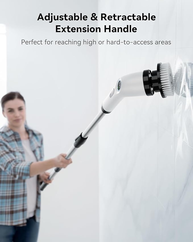 Electric Spin Scrubber Cleaning Bathroom: Shower Cleaner Brush, Cordless Power Scrubber for Tub Tile and Floor (Handle Length 50)