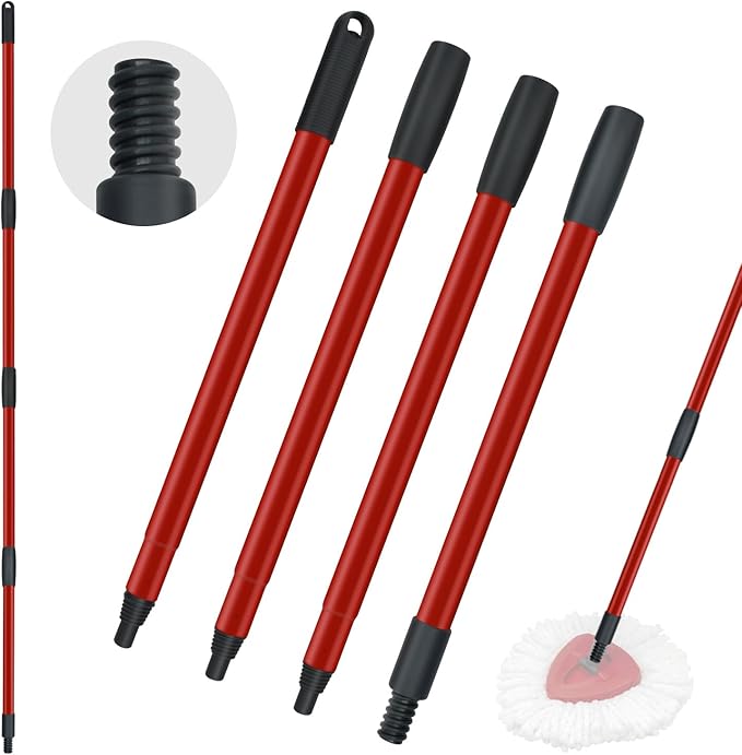 Mop Handle Replacement for Ocedar 4 Section Mop Replace Handle Compatible with O-Cedar Spin Mop Refills and Brooms ocedar Mop Stick for Floor Clean, 30" to 58", American Thread Joint