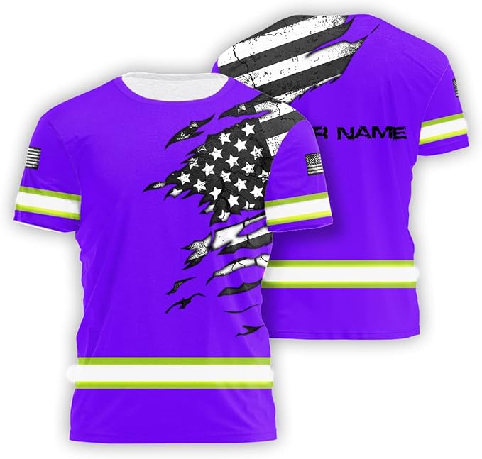 Color US Flag High Visibility Hoodie for Men Women Reflective Tapes Safety Workwear for Worker Runner Patriotic