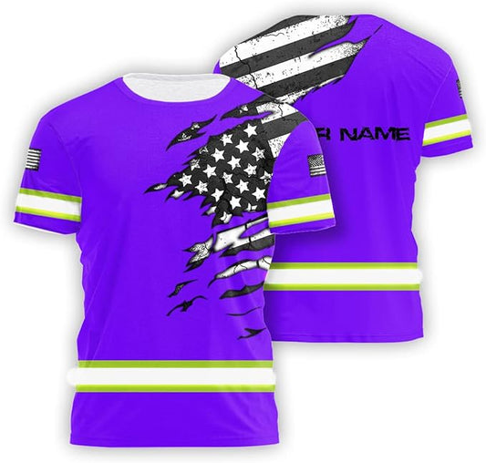 Color US Flag High Visibility Hoodie for Men Women Reflective Tapes Safety Workwear for Worker Runner Patriotic