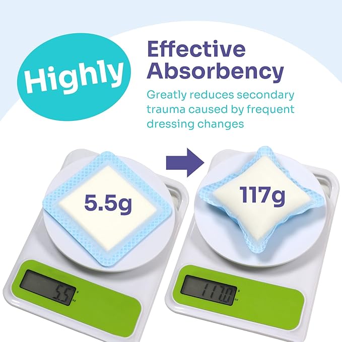 Conkote Super Absorbent Wound Dressings, 4"x4" Sterile Non-Adhesive Absorbent Bandages, Wound Pads for Heavy Exudating Wounds, Ulcer, Surgical Dressing, l - ll Degree Burns, 5 Pack