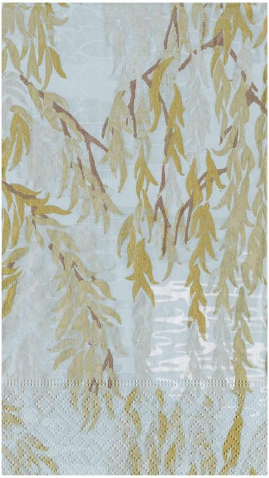 Caspari Willows Silver Guest Towels - includes 12 Packs of 15 Guest Towels