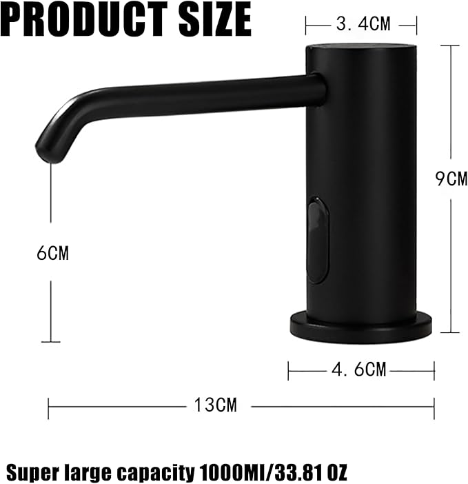 Automatic Liquid Soap Dispenser Touchless for Bathroom and Kitchen with 33.81oz/1000ml Upgraded Infrared Sensors Built in Sink Soap Dispenser for Smart Home