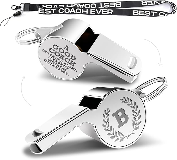 Letters Coach Gifts, Whistle for Coaches, Whistle Emergency, Thank You Coach Gifts, Coaches Whistle with Lanyard Cheer Coach Gift for Men Women Teachers Referees School Sports Coach Outdoor, Letter B