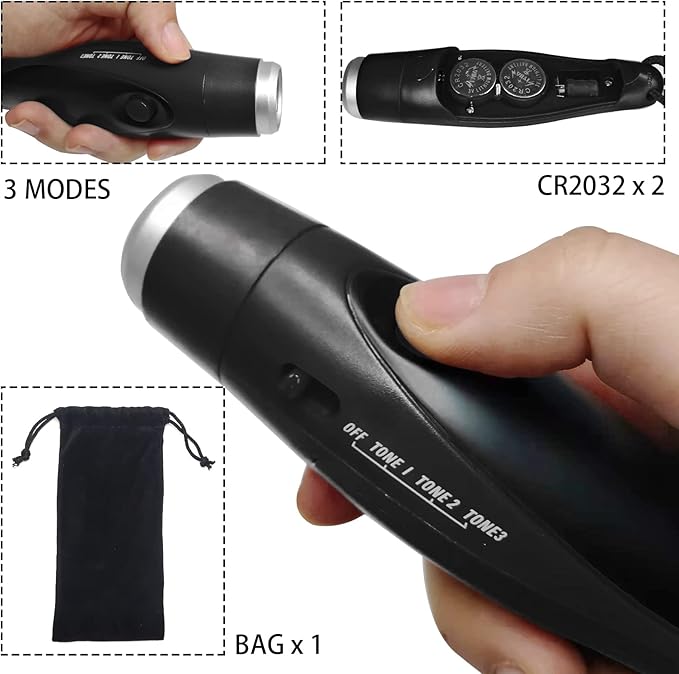 Electronic Whistle for Coaches, Handheld Lound Electric Whistle with Lanyard and Three Tone for Volleyball, Soccer Referee, P.E. Teacher, Police,Outdoor Camping, Self Defense Emergency