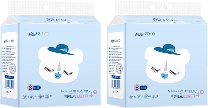 Zhro 4-Ply Facial Tissues, 16 Soft Packs (5.6 x 3.6 x 2.7 in per pack) - 1600 Sheets Total, Compact for Desk, Car & Bag, Hypoallergenic, Lint-Free