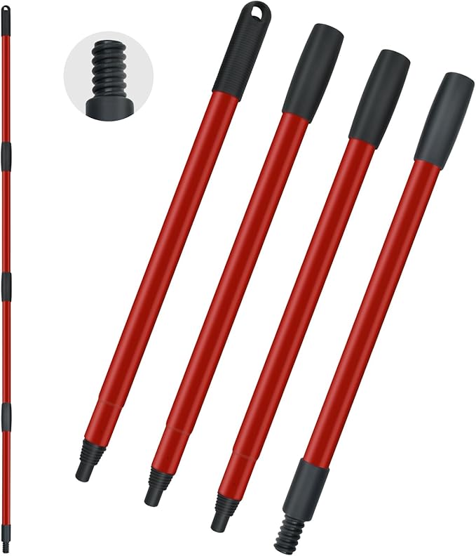 Mop Handle Replacement for Ocedar 4 Section Mop Replace Handle Compatible with O-Cedar Spin Mop Refills and Brooms ocedar Mop Stick for Floor Clean, 30" to 58", American Thread Joint