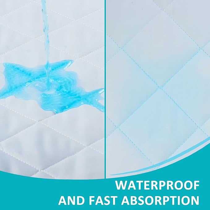KANECH Washable Waterproof Incontinence Bed Pads with Straps - 60"x80" Queen Size - Heavy Absorbency Mattress Pad Protector for Adults, Elderly