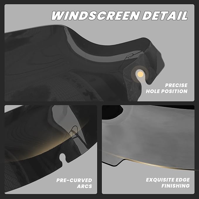 Black 4.5" Windshield Windscreen Compatible for Harley Davidson Touring Electra Glide Street Glide 2014 2015 2016 2017 2018 2019 2020 2021 2022