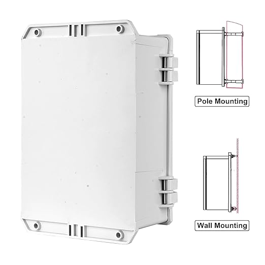 Electrical Junction Box 11"x7.4"x3.3" ABS Waterproof Enclosure Plastic Weatherproof Project Box with Internal Mounting Panel Hinged Cover (Grey Plastic)