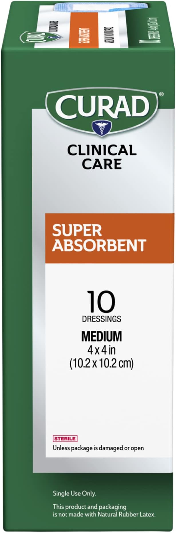 Curad Super Absorbent Wound Pad, Medium, 4" x 4", 10 Count, 3 Pack