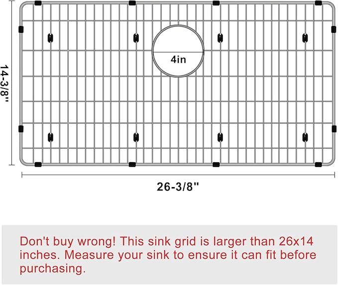 CTXBG2614 Sink Protectors 26-3/8" x 14-3/8" x 1-1/4"for Bottom of Kitchen Sink ，Stainless Steel Bottom Grid Sink Racks for sink bowls EFRU281610T, EFRU2816T, EFU281610T