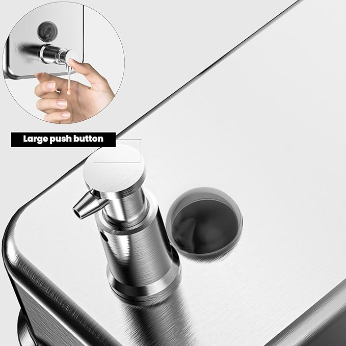 interhasa! Commercial Soap Dispenser Wall Mount 304 Stainless Steel Manual Commercial Liquid Soap Dispenser for Bathroom Matte Silver Vertical Style