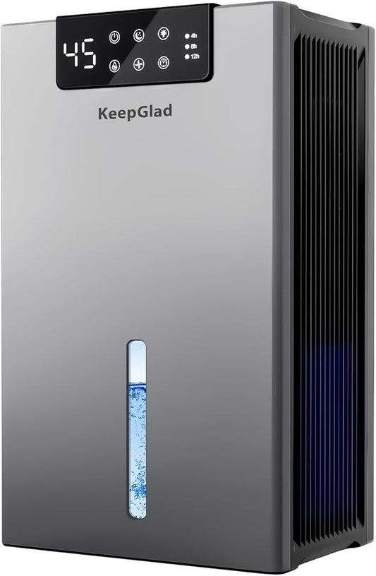 Dehumidifier, Dehumidifiers for Home(1000sq.ft), 98 OZ Water Tank, Dehumidifier Washable Air Filter, Dehumidifiers for Basement Bedroom Bathroom, Auto Shut Off, Timer Setting, 7 Colors Light, Gray