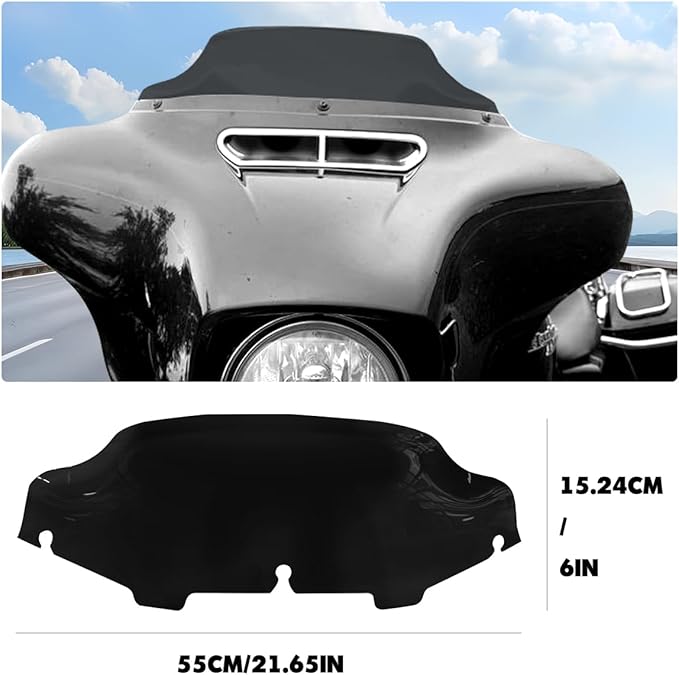 6 inch Black Windshield Windscreen for 2014-2024 Harley Davidson Touring Street Glide Electra Glide/Ultra Limited/Tri Glide FLHT FLHX FLHXS FLHTK