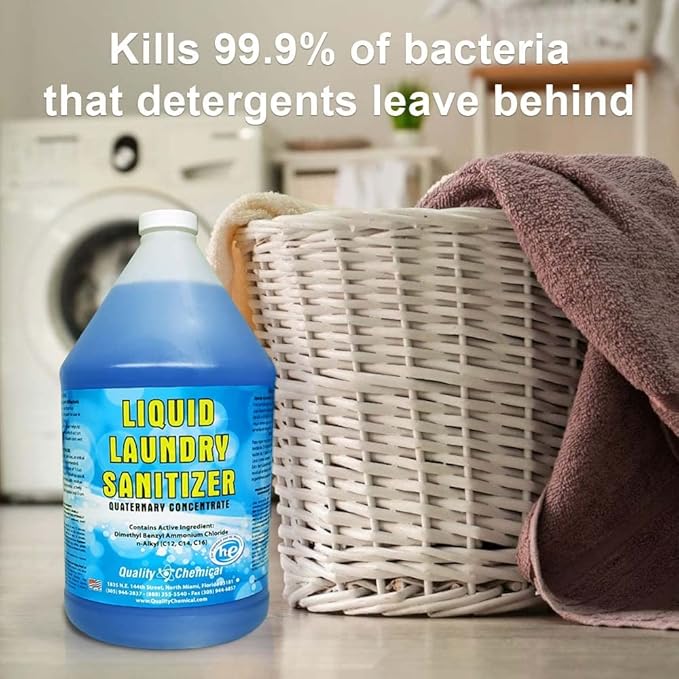 Quality Chemical Laundry Sanitizer Liquid for Clothes or Commercial use - Sanitizer Laundry Disinfectant, Odor Eliminator and Fabric Sanitizer 128oz (Pack of 4)