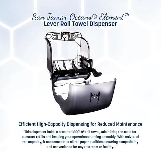 San Jamar Oceans Element Paper Towel Dispenser Fits All Core Sizes with Lever for Bathroom, Kitchens, and Restaurants, Plastic, 8.5 x 12.5 x 12.75 Inches, Black Pearl