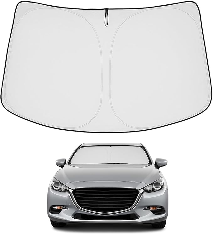 Proadsy 2025 Upgrade Windshield Sun Shade Custom Fit 2014-2018 Mazda 3 4-Layer Foldable Front Sunshade Protector Sun Visor Blocks UV Rays Keep Car Cooler Accessories