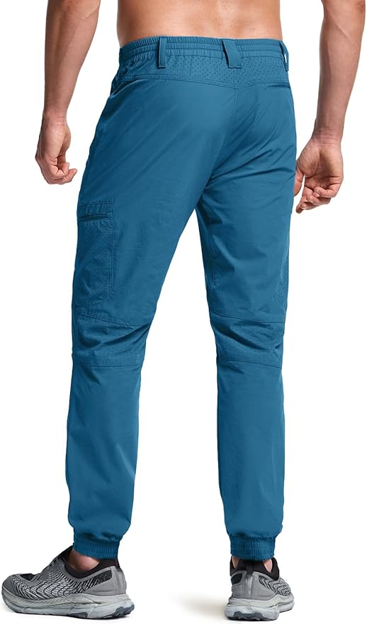 CQR Men's Lightweight Vent Hiking Pants, Water-Resistant & Breathable Sports Outdoor Athletic Pants with Elastic Waist