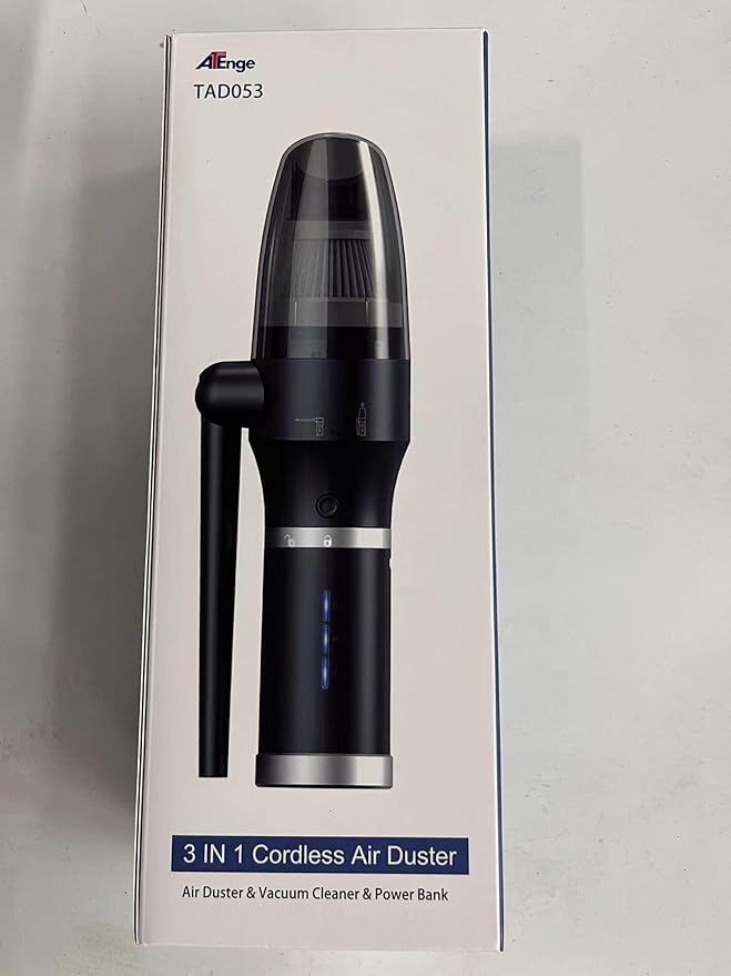 ATEngeus Compressed Air Duster & Vacuum, 77000 RPM Cordless Air Duster, 3 in1 Air Blower, Detachable Battery, Replaces for Air Cans, Keyboard Cleaner, Vacuum Cleaner for pc