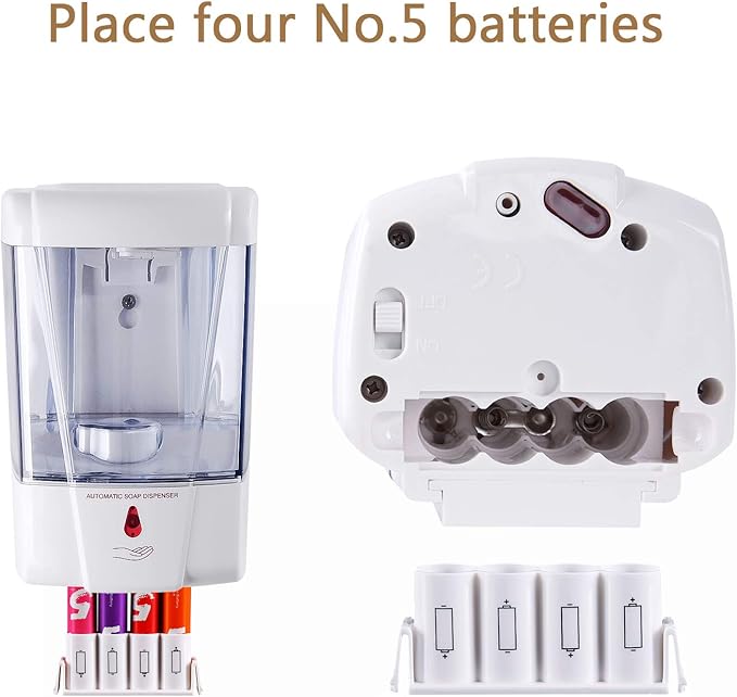 interhasa! Soap Dispenser, Touchless Hand Sanitizer Dispenser Wall Mount Automatic Kitchen Soap Dispenser for Commercial Home, Office, 600ml/20oz